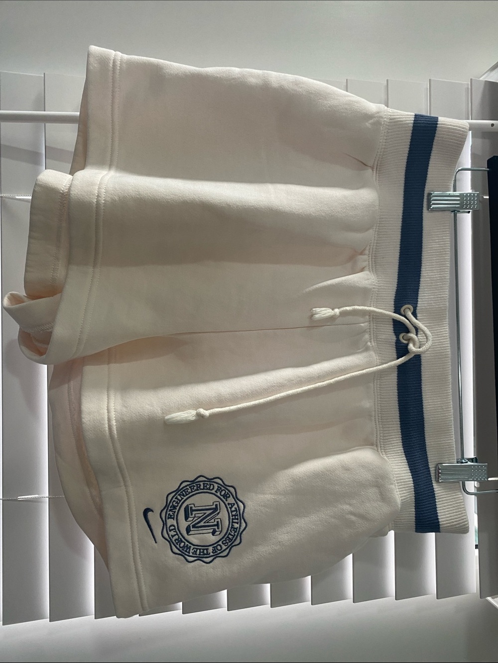 Nike Cream Athletic Shorts with Slate Blue Trim